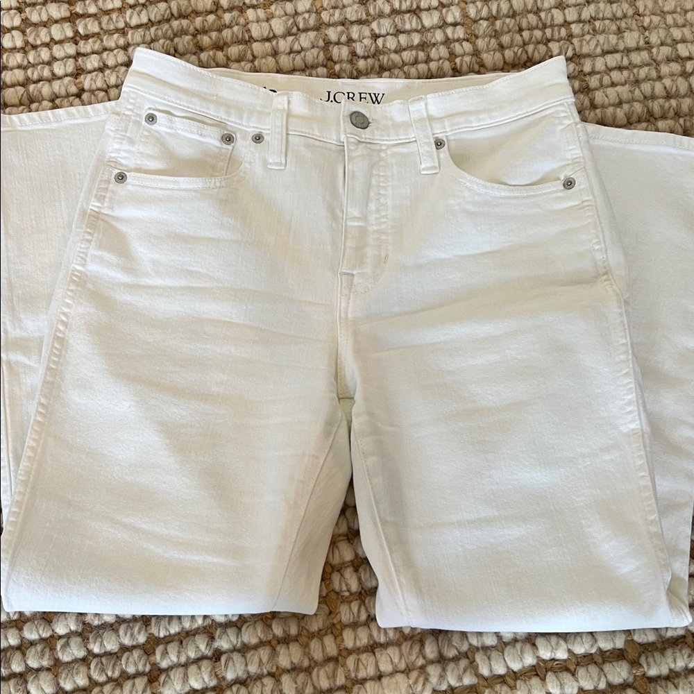 J.Crew 10” Vintage Slim Straight White Denim Jeans 26 Petite 26P Preppy BP402